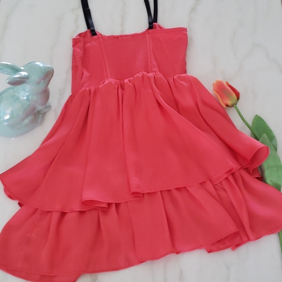 Y2k GO International coral bustier top smocked mini - Picture 4 of 8